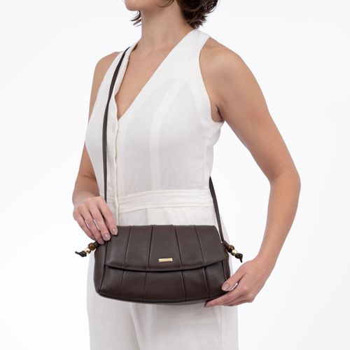 Bolsa Tiracolo Couro Recortes Café