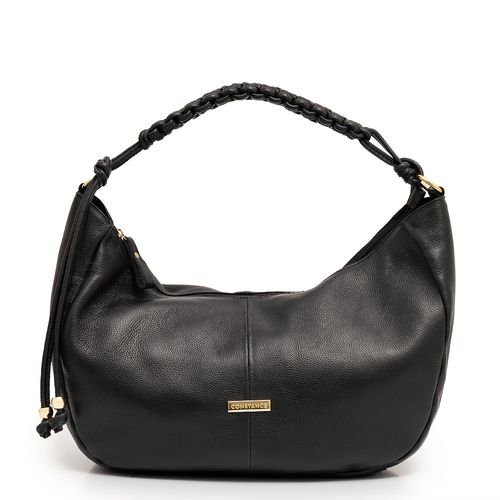 Bolsa Couro Trançado Ombro Preta