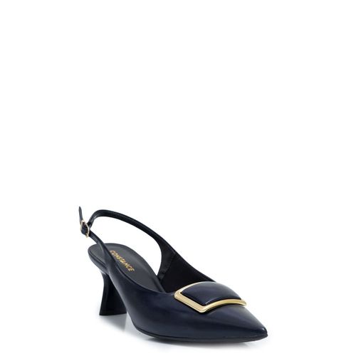Scarpin Slingback Azul Marinho Enfeite