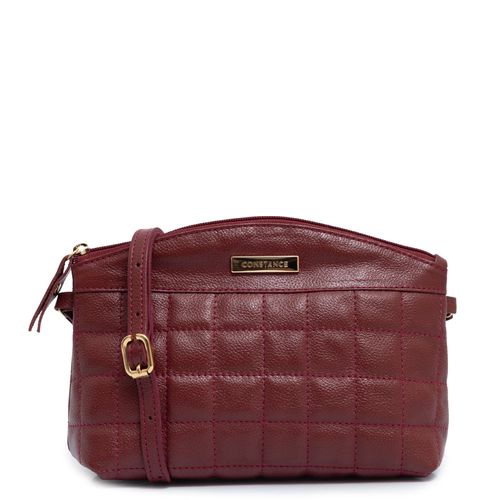 Bolsa Crossbody Couro Bordô Pespontada