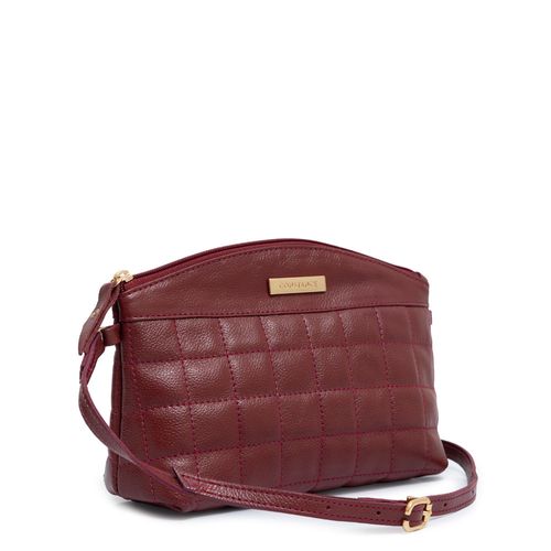 Bolsa Crossbody Couro Bordô Pespontada
