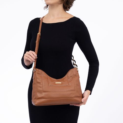 Bolsa Tiracolo Couro Enfeite Caramelo