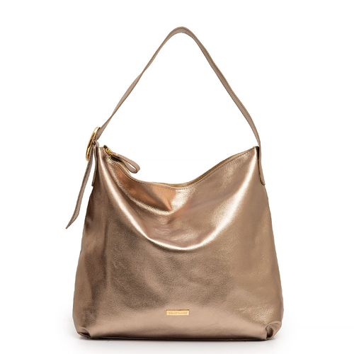 Bolsa Hobo Couro Fivela Prata Velho