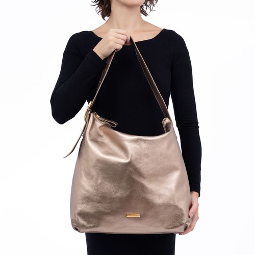 Bolsa Hobo Couro Fivela Prata Velho