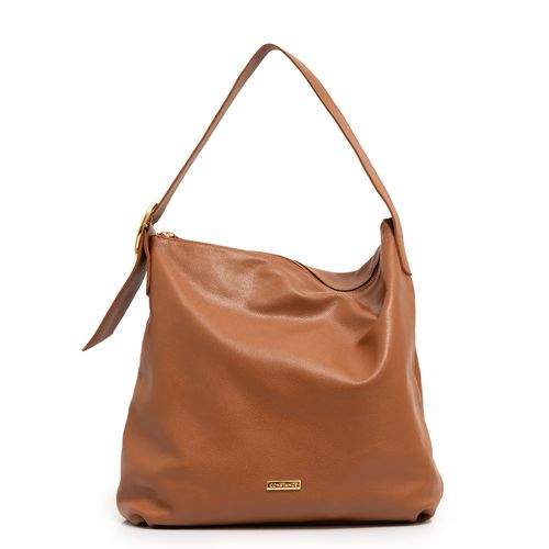 Bolsa Hobo Couro Fivela Caramelo