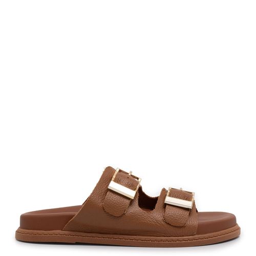 Papete Caramelo Comfort Couro Fivelas