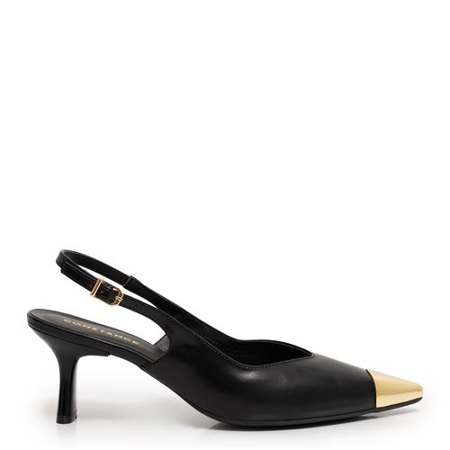 Scarpin Slingback Preto Biqueira