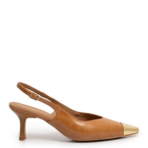 Scarpin Slingback Caramelo Biqueira