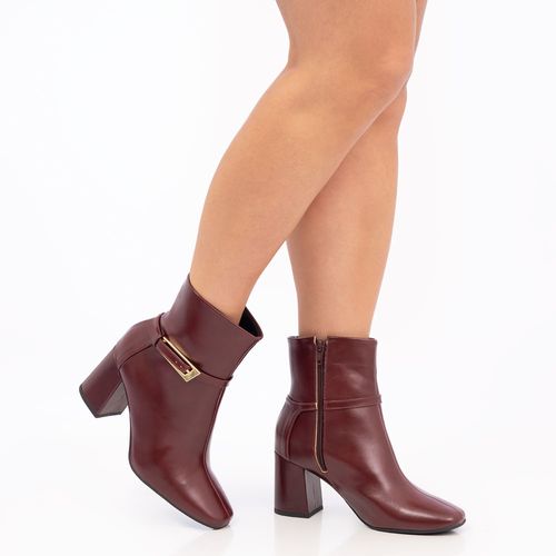 Ankle Boot Bordô Fivela