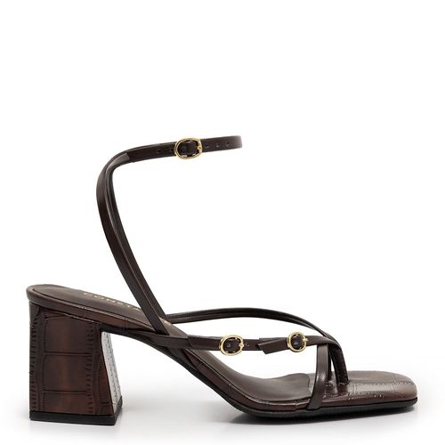 Sandália Café Fivelas Textura