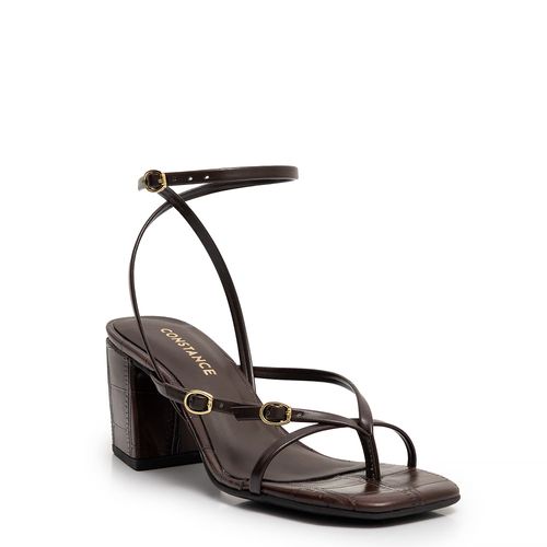 Sandália Café Fivelas Textura