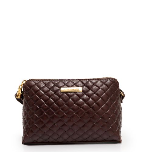 Bolsa Pequena Couro Tramado Café