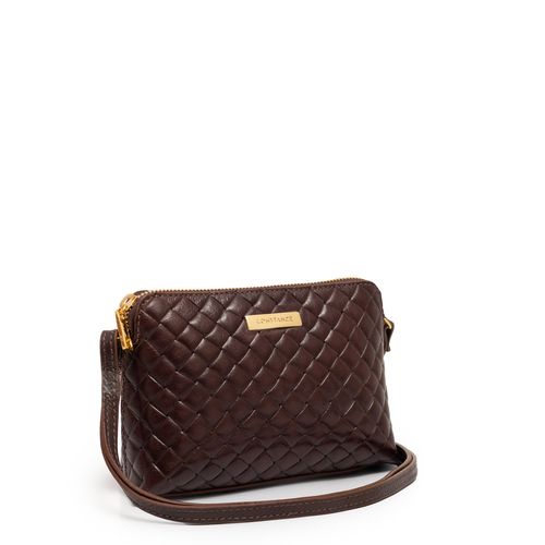 Bolsa Pequena Couro Tramado Café