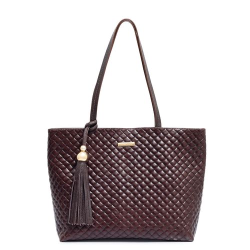 Bolsa Shopping Couro Tramado Café