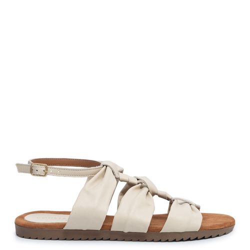 Rasteira Off White Comfort Couro Transpassada