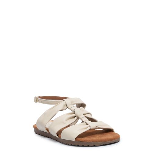 Rasteira Off White Comfort Couro Transpassada