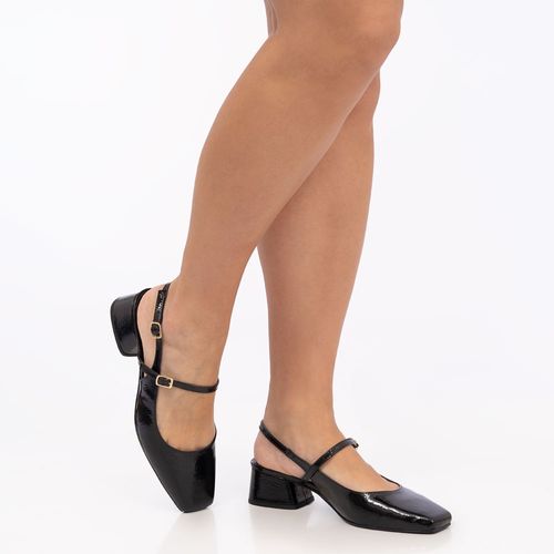Scarpin Slingback Preto Verniz
