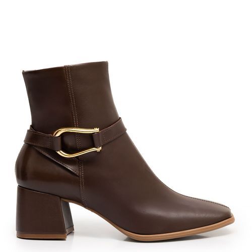 Bota Marrom Couro Fivela