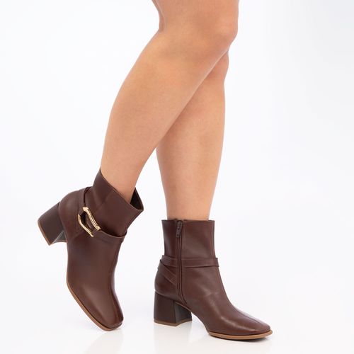 Bota Marrom Couro Fivela