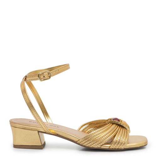 Sandália Dourada Tiras Enfeite