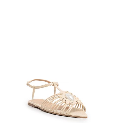 Rasteira Off White Enfeite Oval