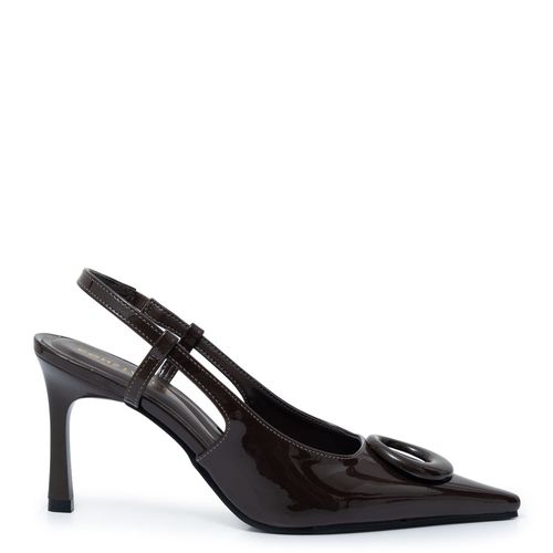 Scarpin Café Slingback Enfeite Monocromático