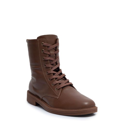 Coturno Marrom Couro Salto Baixo