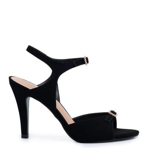 Sandália Preta de Festa Fivela de Strass