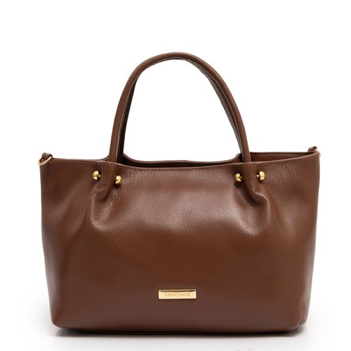 Bolsa Tote Marrom Couro Enfeite