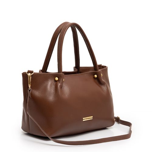 Bolsa Tote Marrom Couro Enfeite