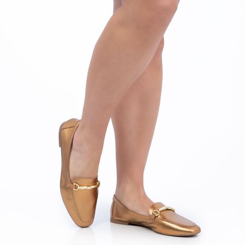 Mocassim Bronze Couro Bridão