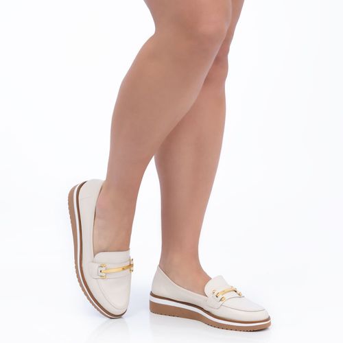 Mocassim Off White Couro Bridão