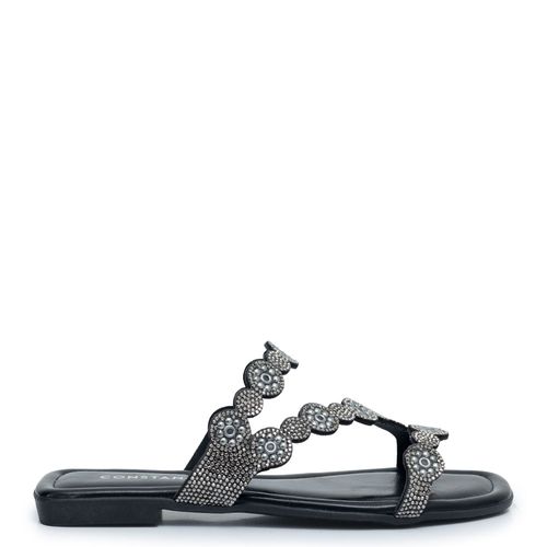 Rasteira Preta Hotfix Strass