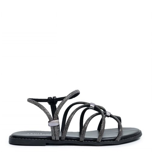 Rasteira Preta Strass Passadores