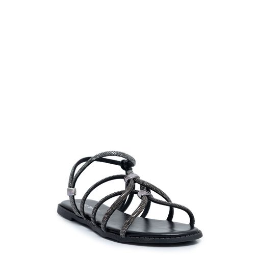 Rasteira Preta Strass Passadores