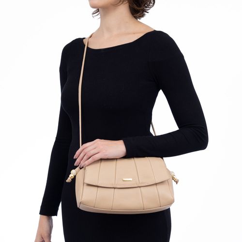 Bolsa Tiracolo Couro Recortes Nude