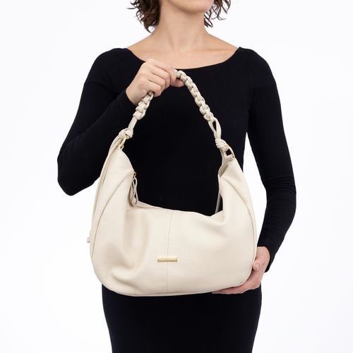Bolsa Couro Trançado Ombro  Off White