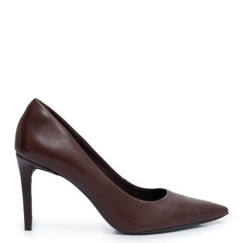 Scarpin Café Couro