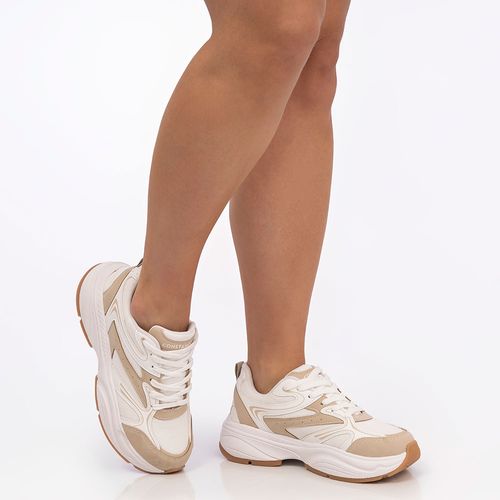 Tênis Branco Recortes Jogging