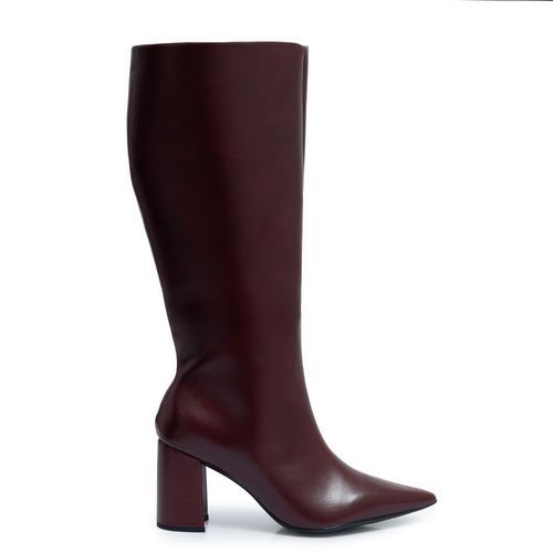 Bota Bordô Cano Longo Salto Bloco