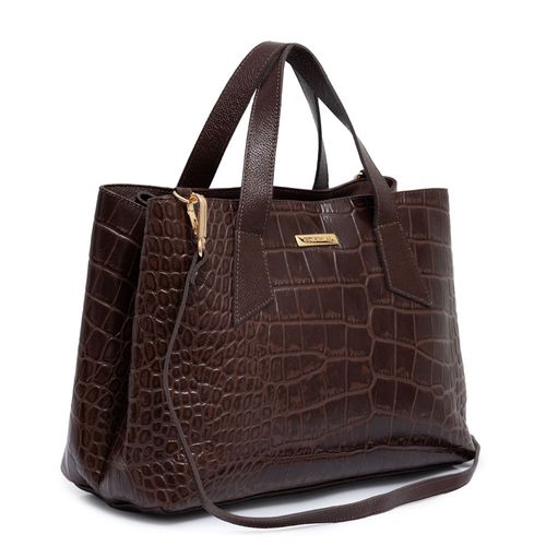 Bolsa Tote Couro Texturizado Café