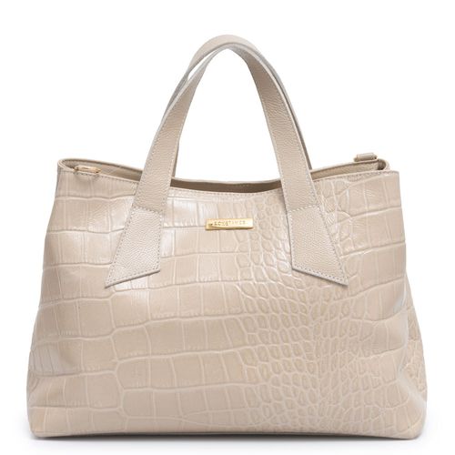 Bolsa Tote Couro Texturizado Off White