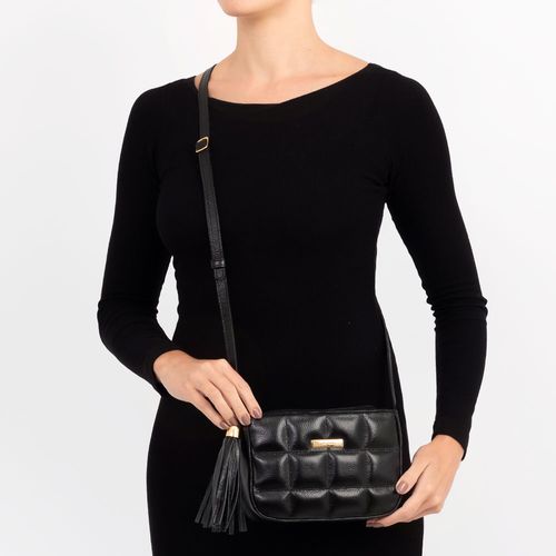 Bolsa Tiracolo Couro Barbicacho Preto