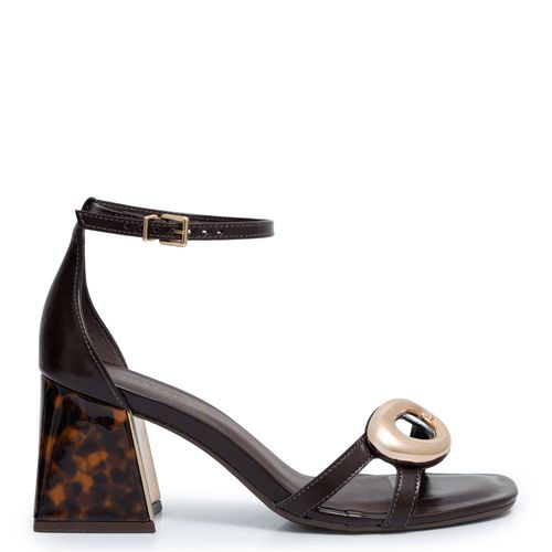 Sandália Café Enfeite Oval