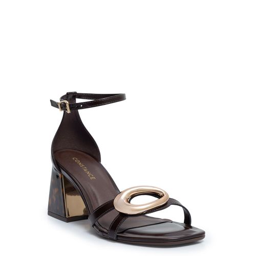 Sandália Café Enfeite Oval