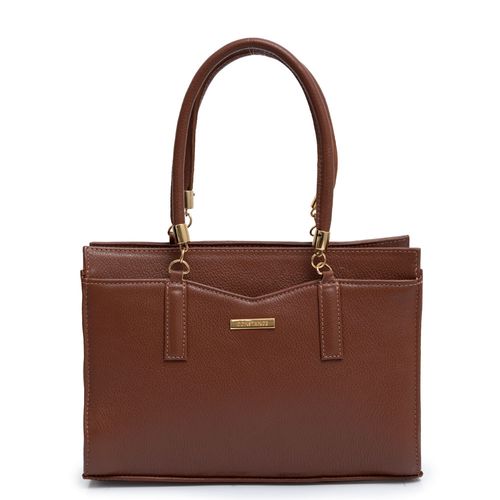 Bolsa Tote Couro Enfeite Marrom