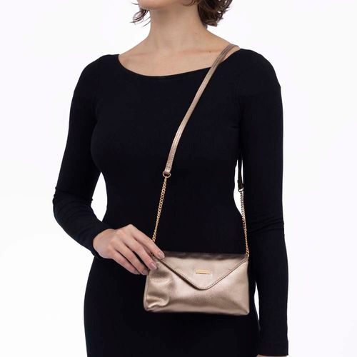 Bolsa Couro Pequena Corrente Prata Velho