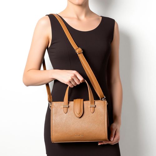 Bolsa Tote Bicolor Lapela Bege