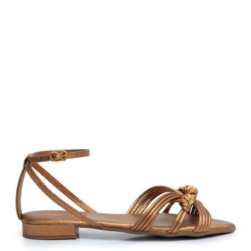 Rasteira Bico Folha Bronze Texturizada