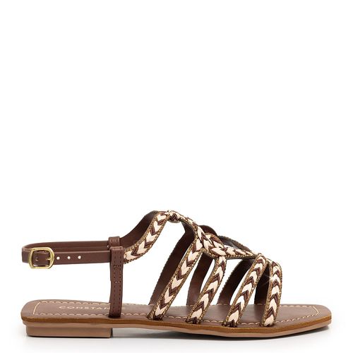 Rasteira Café de Tiras Trançadas